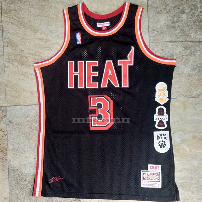 Camiseta Miami Heat Dwyane Wade NO 3 2006 Finals MVP Retro Negro